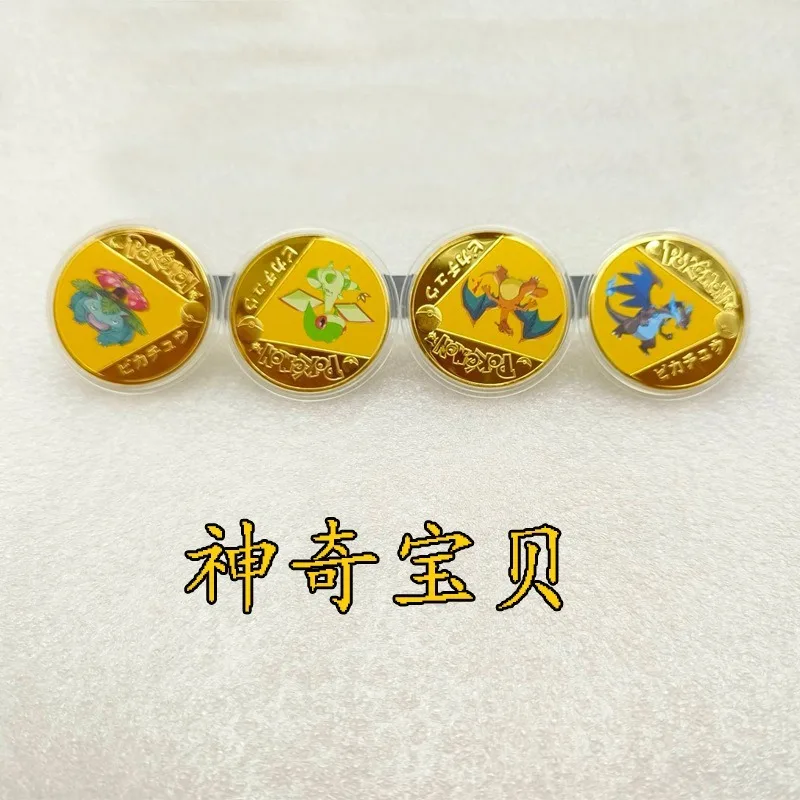

Pokemon Cartoon Souvenir Coin Charizard Anime Figure Q Figural Anime Commemorative Coin Collection Decoration Cute Children Gift