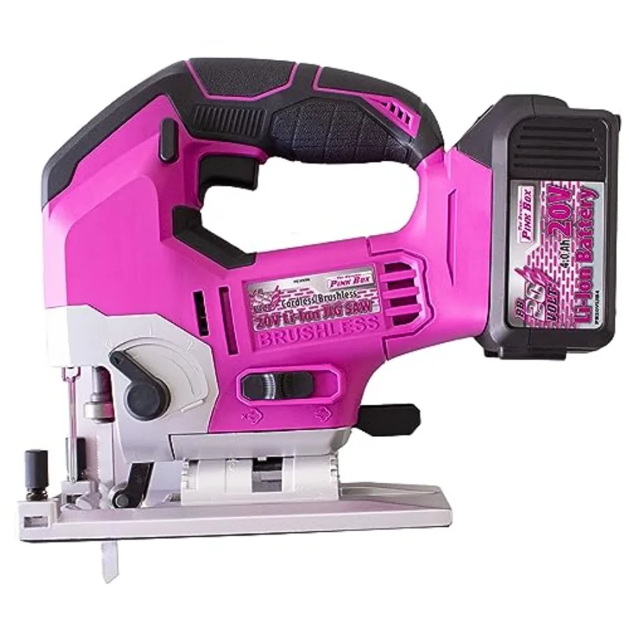 

Box 20V Lithium-ion Brushless Cordless Jigsaw With 4Ah Battery Pink