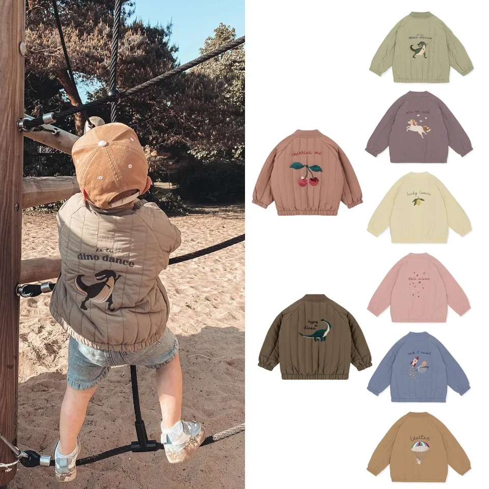 

Winter Ks Baby Boys Jacket Lambswool Cotton Cartoon Embroidery Sequin Outerwear Kids Clothes Girls Windproof Coat Flight Suit