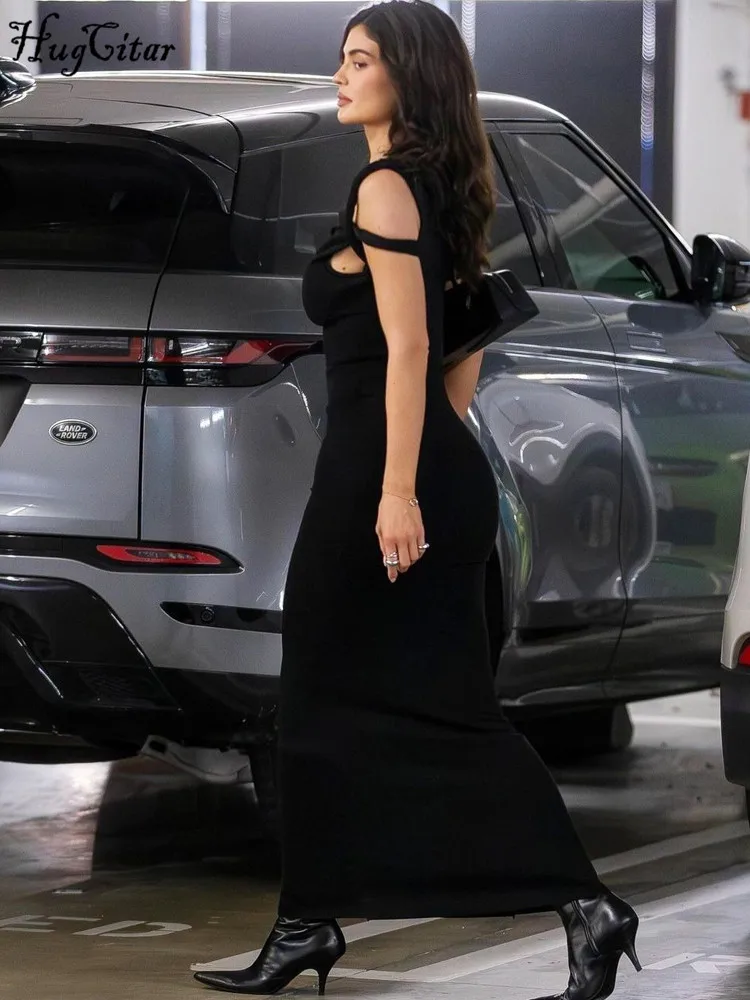 Hugitar-女性の無地の半袖マキシドレス、エレガントなy2k服、滑り止め、不規則、セクシー、スリム、イブニングパーティー、休暇、夏のファッション