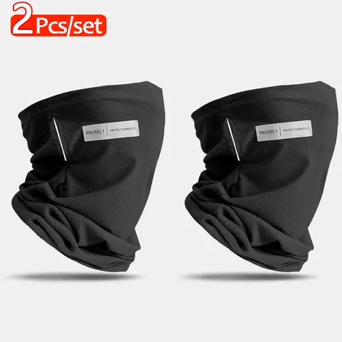 2Pcs Set Sun Protection Face Mask Cooling Soft Neck Gaiter for Men and Women Neckerchief for Outdoor Hiking Cycling Running