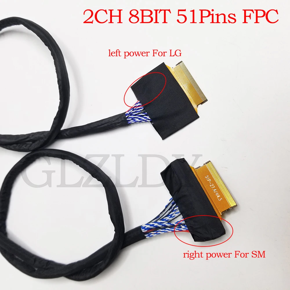 FFC FPC LVDS Cable 2 ch 8-bit 51 pins 51pin dual 8 cable flexible flat cable For LED panel 550mm Universal HD LCD LED 2 Models