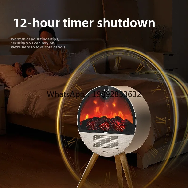 ZZ Heater Simulated Flame Home Intelligent Voice Remote Control Fireplace Winter Heating Electric Fan Heater