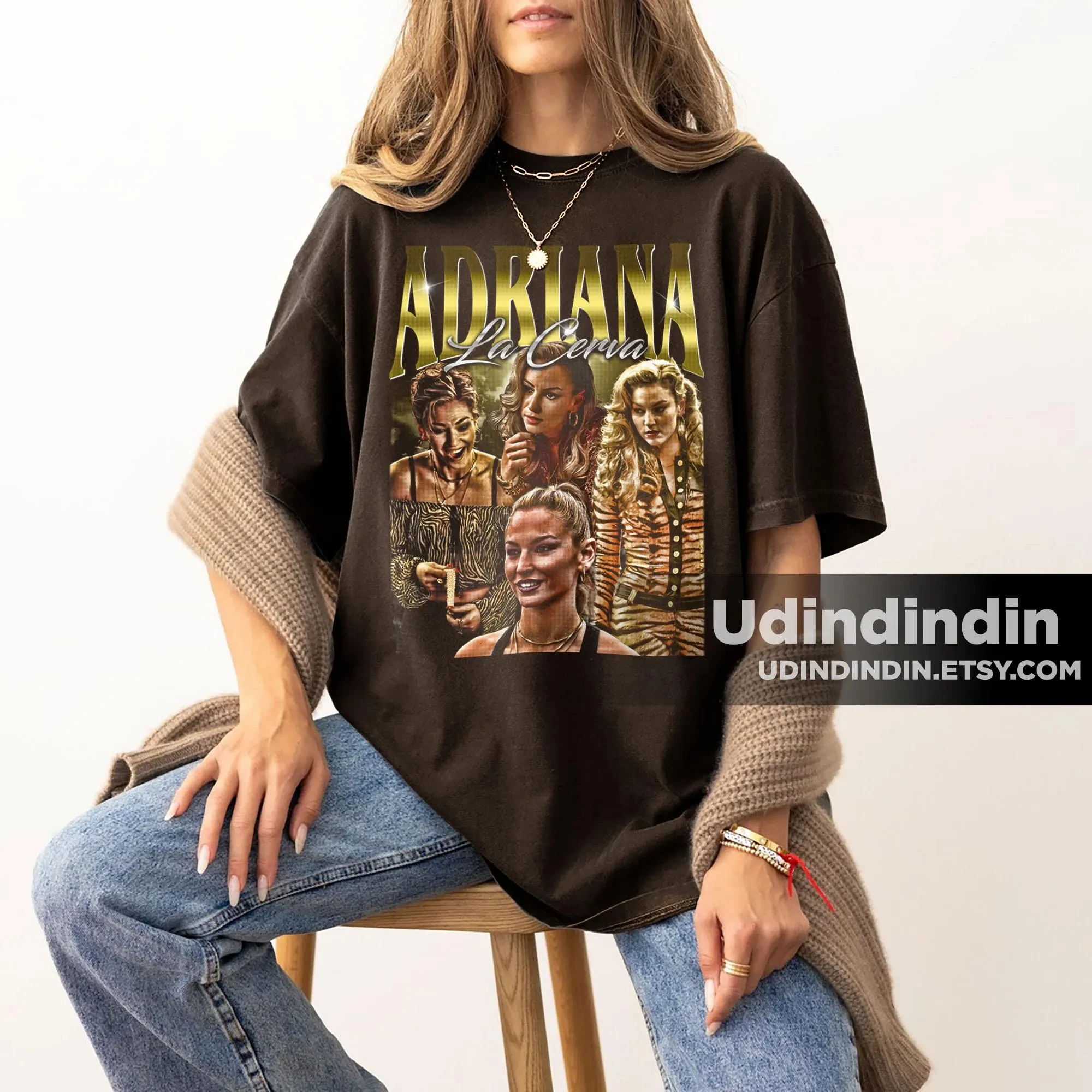 تي شيرت أدريانا لا سيرفا "سوبرانوس"، تي شيرت بنمط ريترو لزوجة عصابة المافيا الإيطالية في التسعينيات، هدية للمعجبين