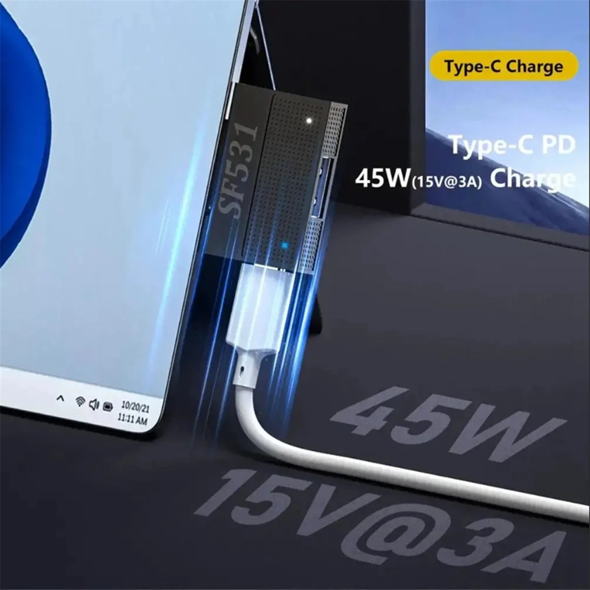 Suitable for Microsoft Laptop Charging Adapter Surface Pro9/8/7/6 40PIN to Expand the Magnetic Port with Data Function-B