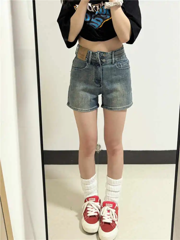 

2026 Summer Women High Waist Jeans Shorts Japanese Y2K Kpop 2000s American Retro Denim Pants Grunge Tide High Street Tide New