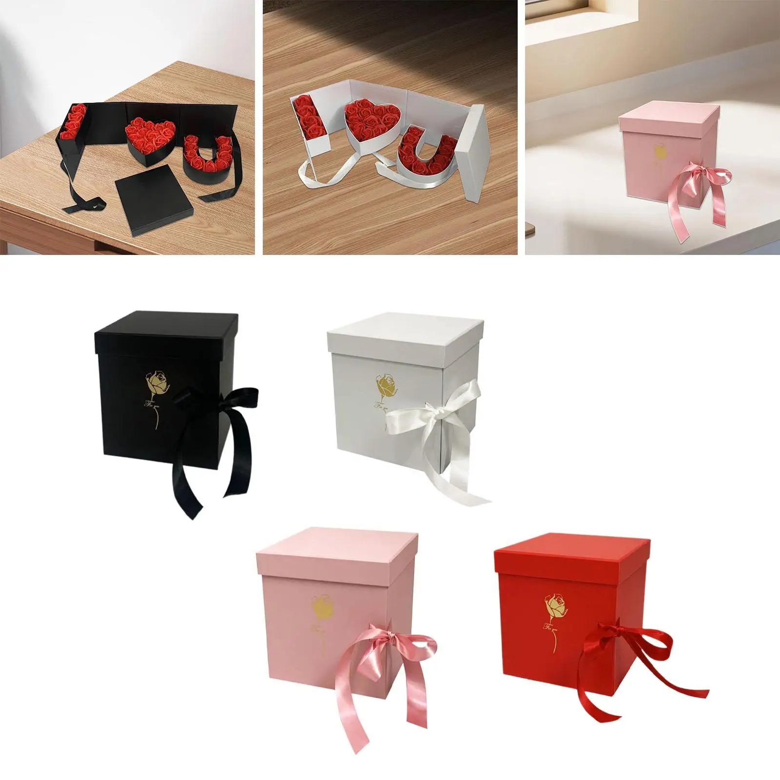 

Empty Flower Gift Box Elegant Cardboard Letter Shaped DIY Decorations Gift Packaging for Anniversary Celebrations Parties