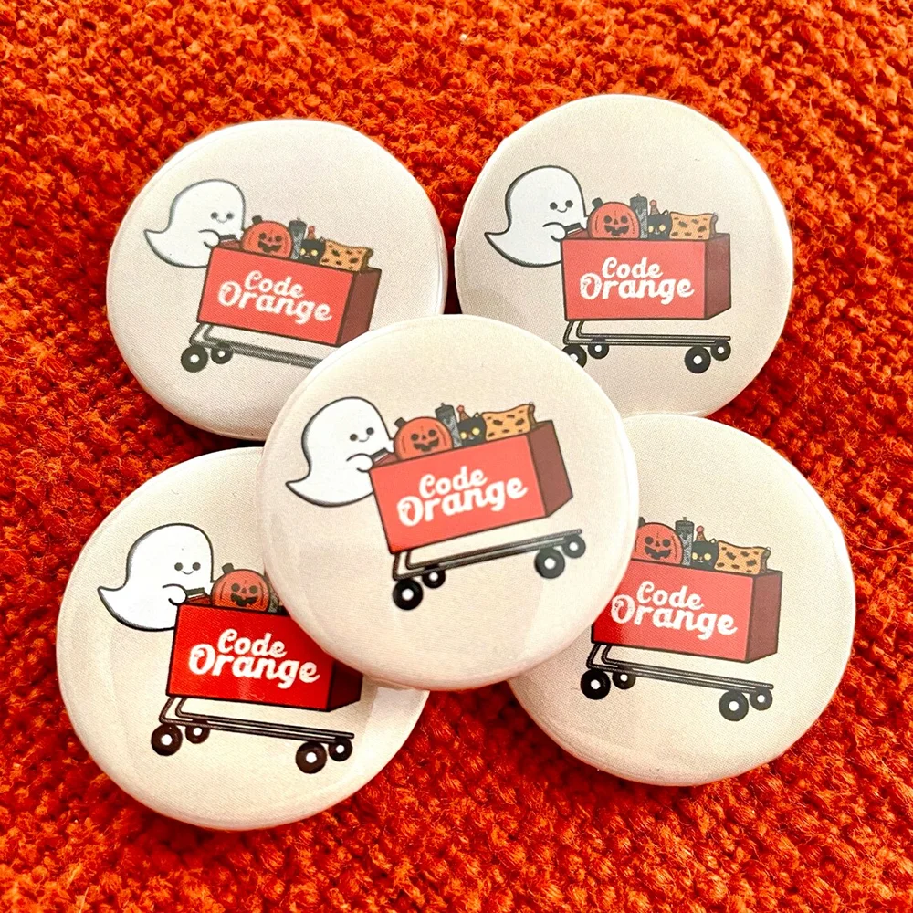 

Code Orange 5Pcs Cute Ghost Cart Button Halloween Shopping Badge Trick or Treat Fall Holiday Decorations Bag Clothes Accessories
