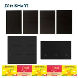 Zemismart Zigbee US Interruptor de luz de pared negro con Neutral 1 2 3 4 6 Gangs Interruptor de cortina Tuya App Alexa Google Home