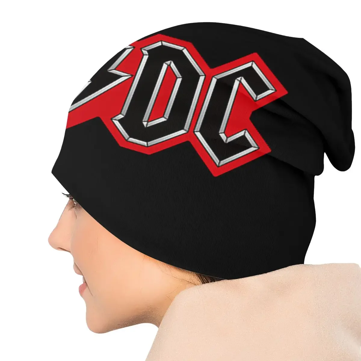 Fashion Winter Warm Men Women Knit Hat Unisex Adult AC DC Logo Skullies Beanies Caps Heavy Metal Band Music Bonnet Hats