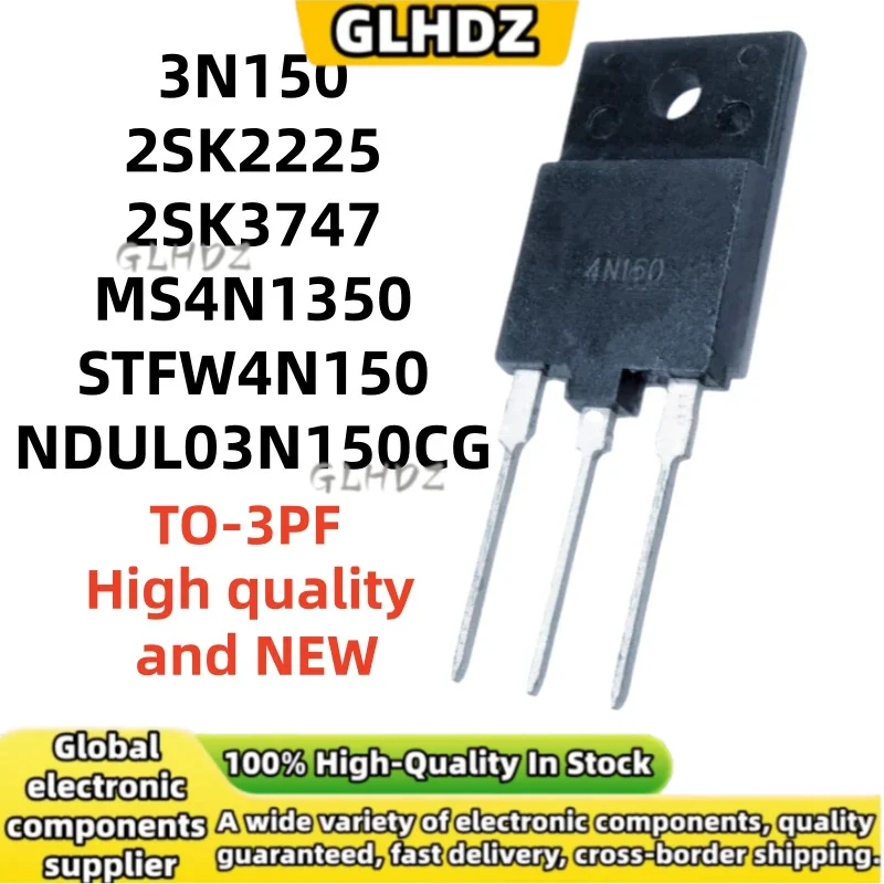 TO-3PF 5UNITS Original 3N150 2SK2225 2SK3747 MS4N1350 STFW4N150 NDUL03N150CG in stock