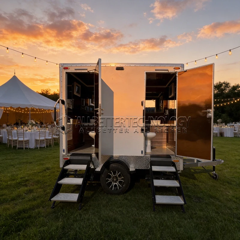 Allbetter Luxury Outdoor Mobile Toilet Trailer with Shower Room Smart Portable Restroom Trailer Public Bathroom Customized