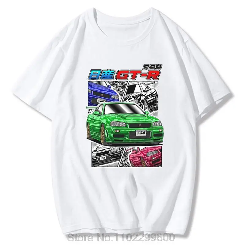 Initial D JDM T Shirt Cotton Streetwear Summer Nissan Skyline GT-R R34 Tops 2D Print Men Tops Casual Daily Comic Unisex tees