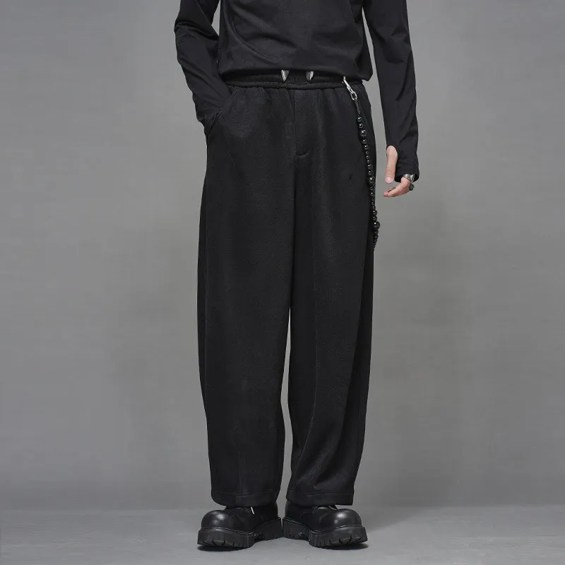High Quality Wool Blend Japanese Style Simple Minimalist Style Loose Straight Niche Men's Wide Leg Pants