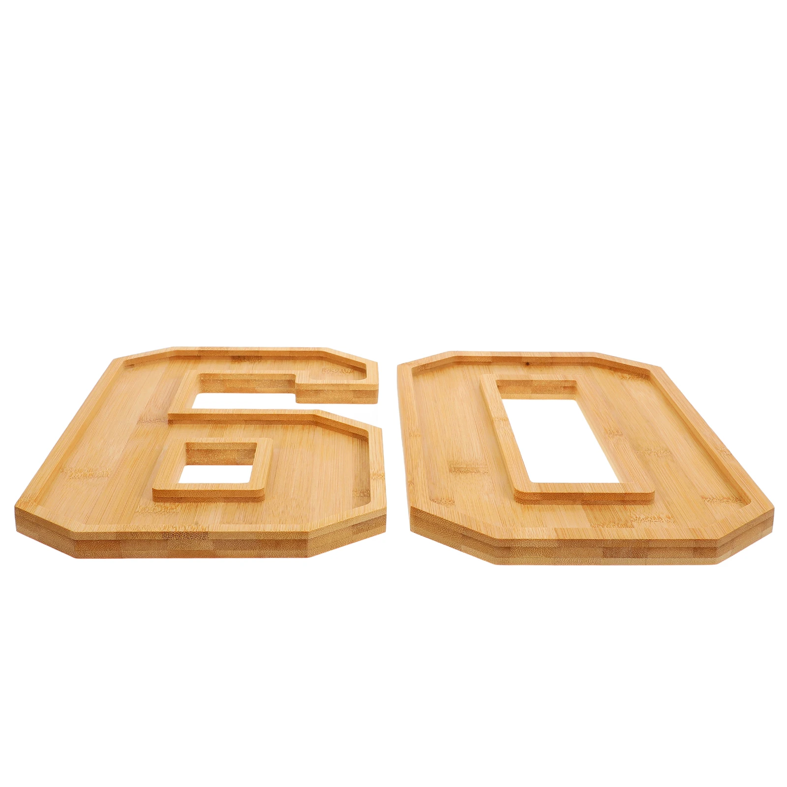 

2Pcs Large Capacity Wood Serving Tray Fruit Vegetable Dish Number 60 Food Platter Anniversary Gift