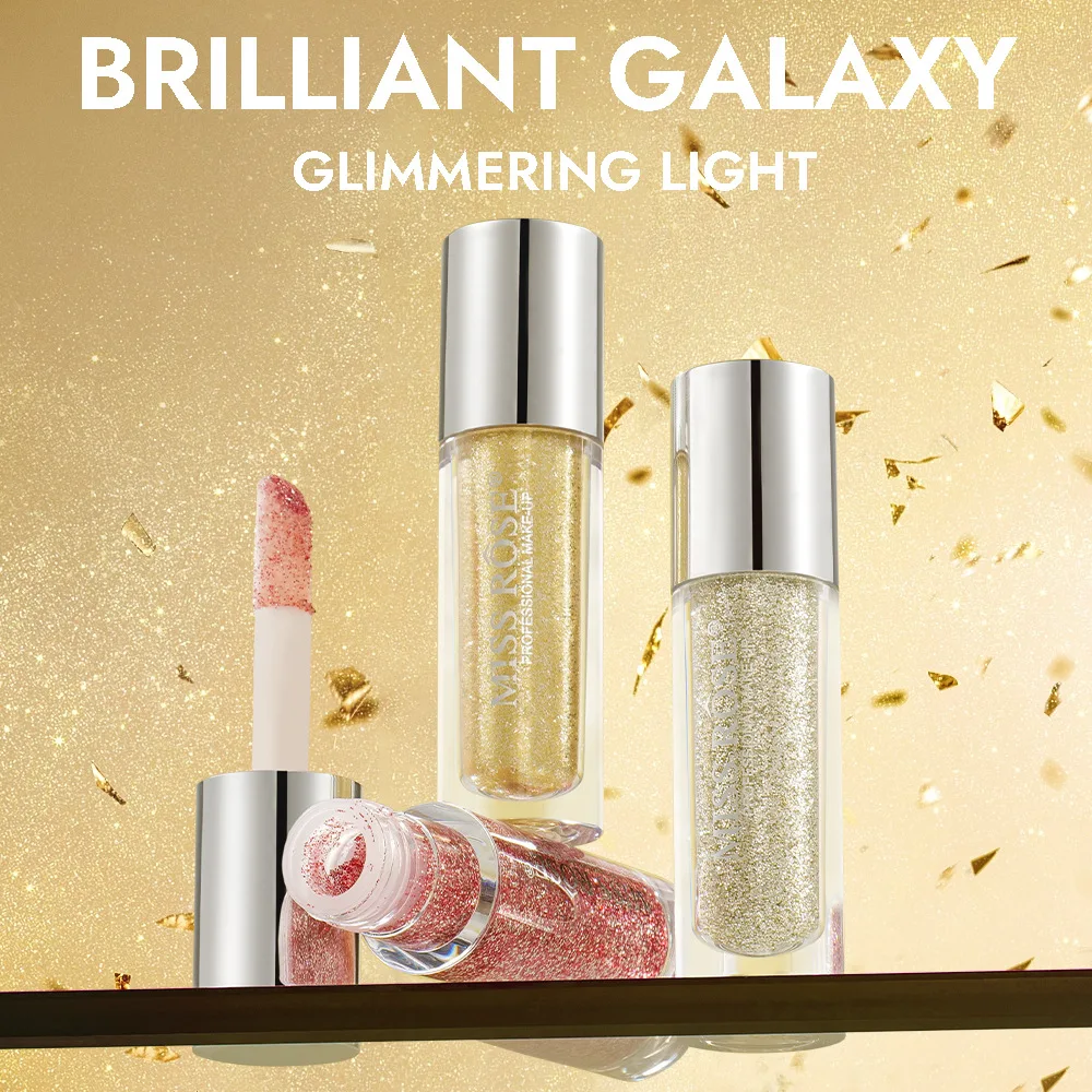 MISS ROSE Shimmer Liquid Eyeshadow with Fine Glitter Quick Dry Long Lasting Brightening Eye Makeup Cosmetic Highlight
