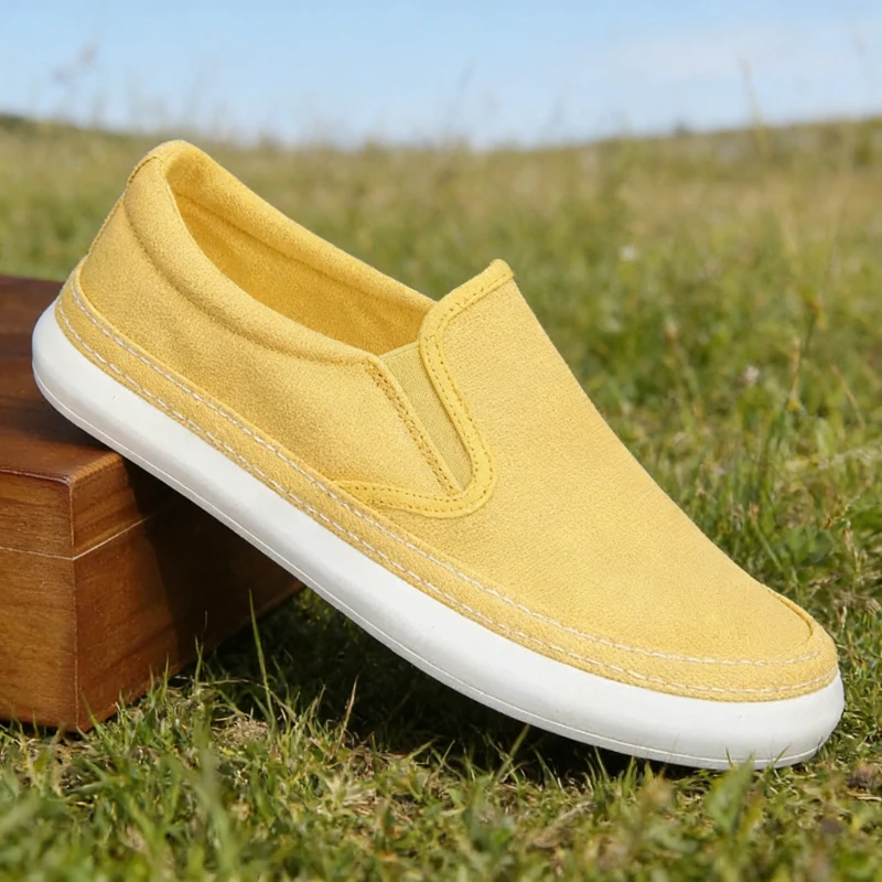 

High Quality Men Solid-colored Canvas Shoes Breathable Casual Low-top Flat Shoes for Men Fashion Sneakers Walking Shoes