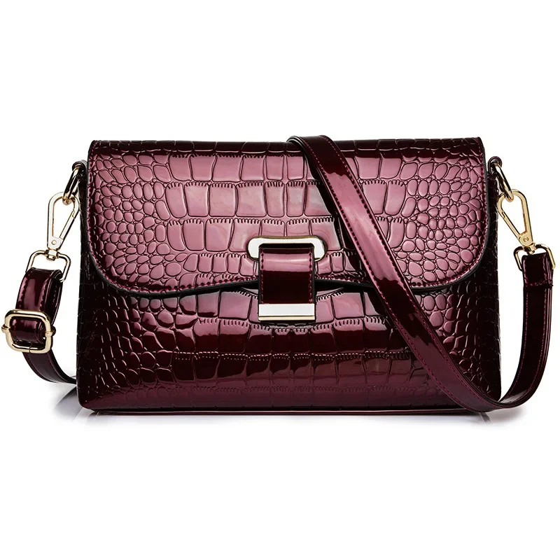 

New Fashion Alligator Women Handbags European Design Patent Leather Ladies Shoulder Bags Female Girl Brand Luxury Crossbody Bag