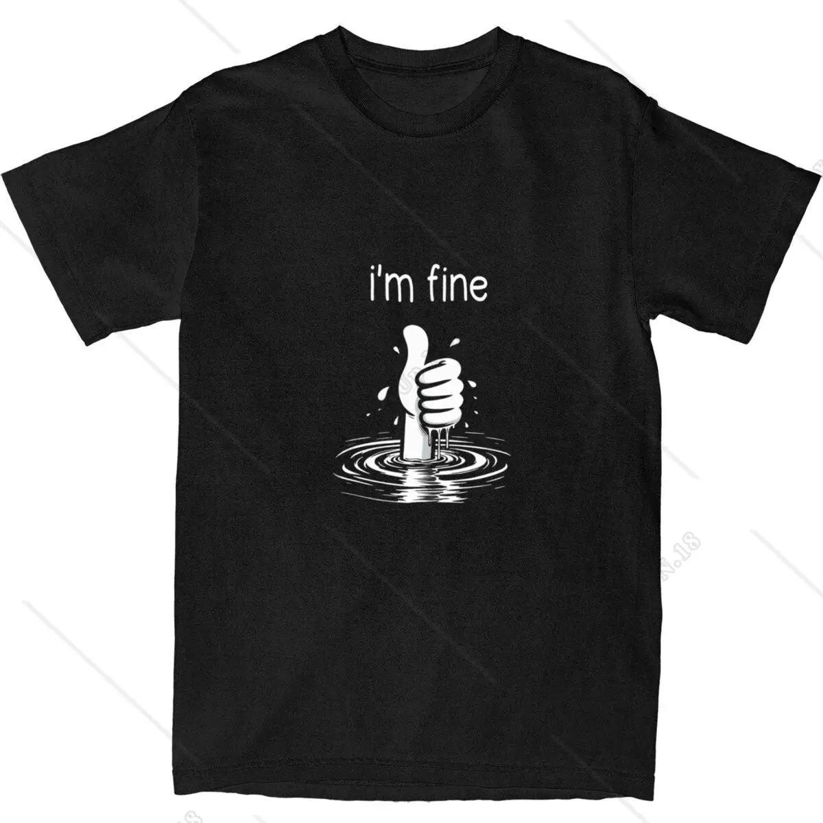 Man T Shirt Im Fine Drowning T Shirts Trending Summer Tee Shirt Vintage Printed 100% Cotton Clothes Plus Size