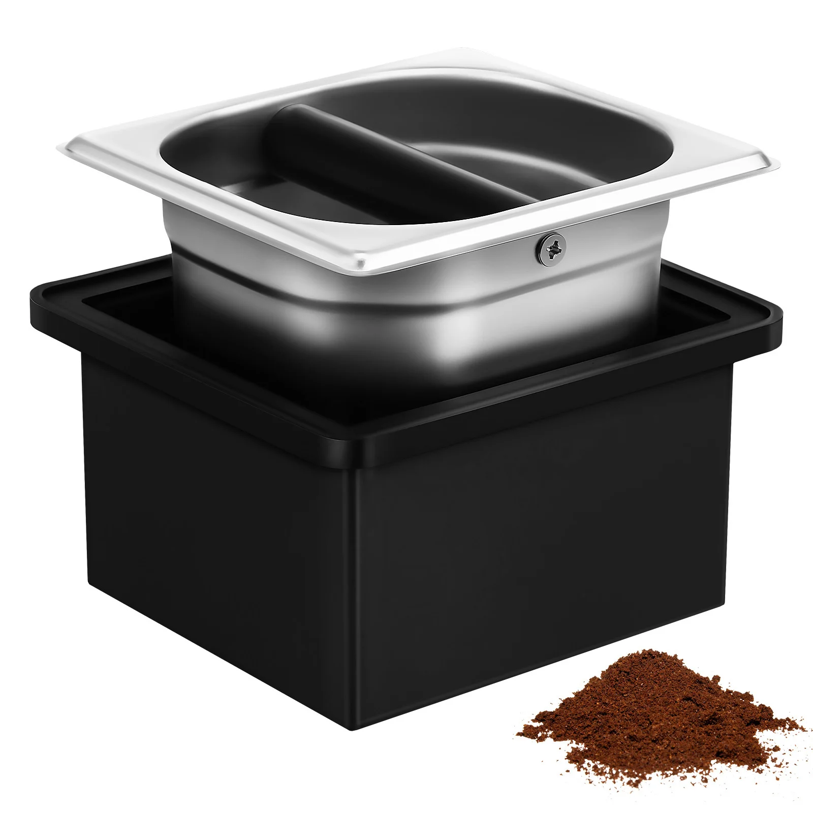 

Knock Box Stainless Steel Large Capacity Nonslip Base Detachable Design Noise Reduction Coffee Grounds Container For