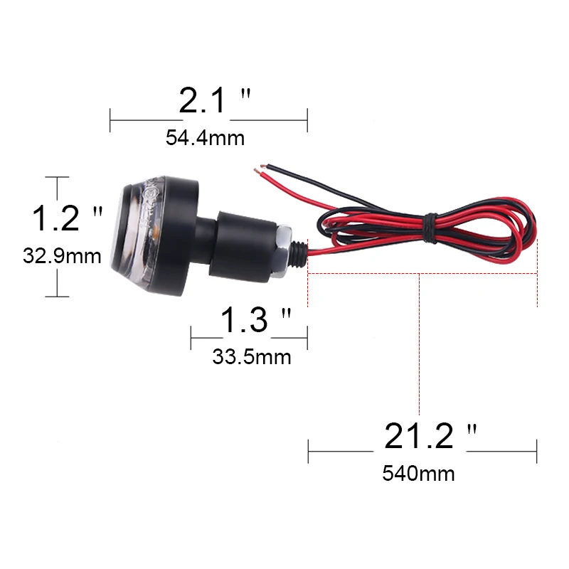 2PCS 12V Motorcycle Grip Turn Signal for 22mm Handlebar Amber Signal Light Hand Grip End Blinker Motorcycle Accessories