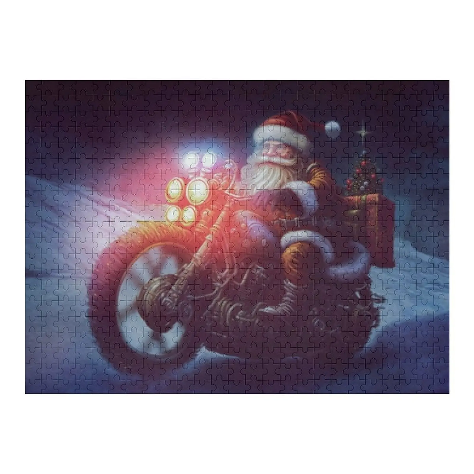 

On Christmas Eve, Santa Claus Rides the Motorcycle Jigsaw Puzzle Baby Toy Customizable Child Gift Puzzle