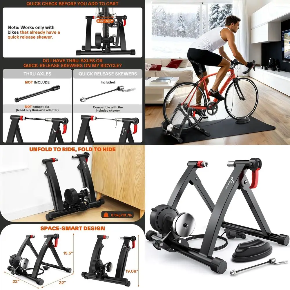 

Bike Trainer - Magnetic Stationary Bike Stand for 26-28" & 700C Wheels - Adjustable 6 Level Resistance Bike Trainer Stand for In
