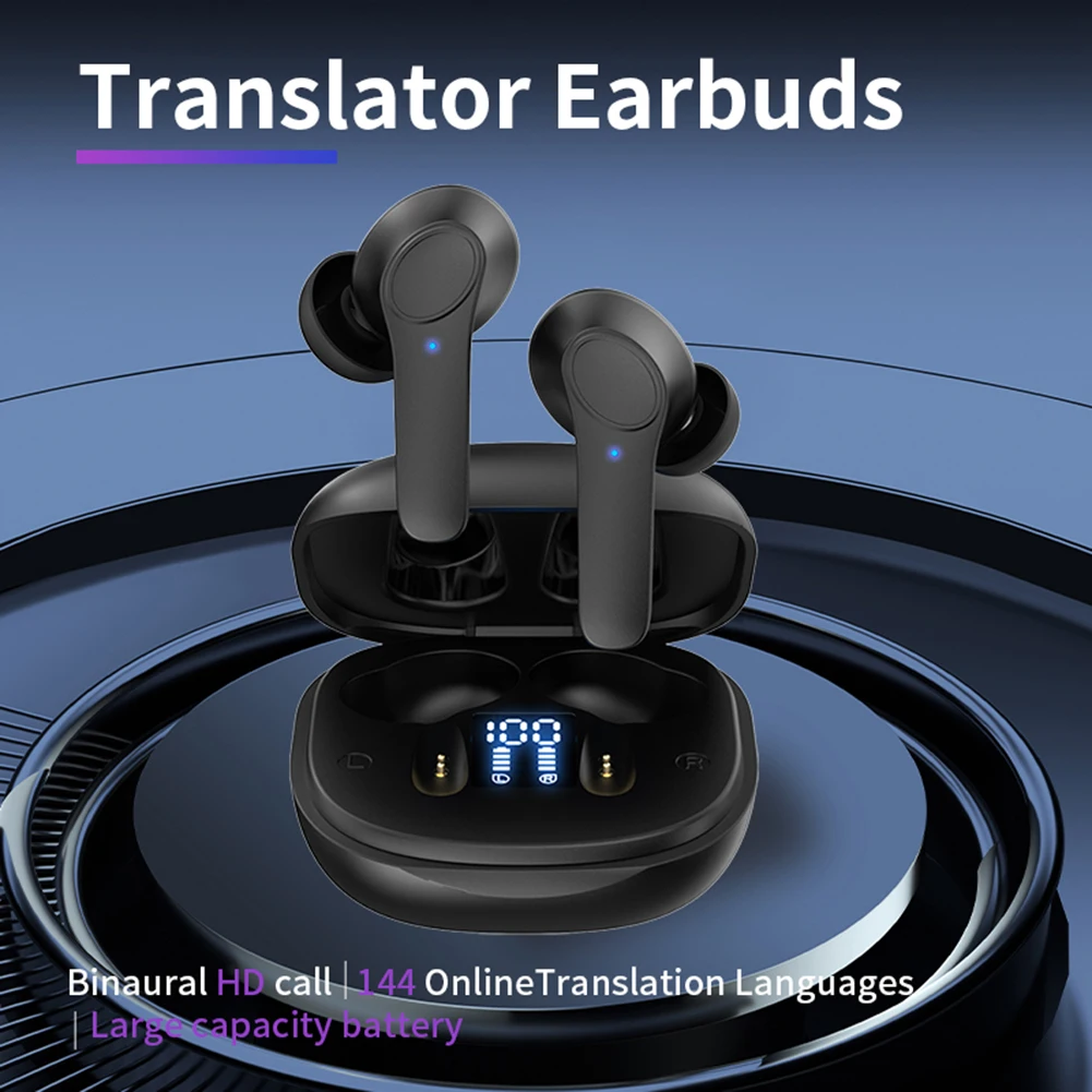 Intelligent Translate Earbuds 144 Languages Real Time AI Voice Translator Earphone Online Wireless Bluetooth Translation Headset