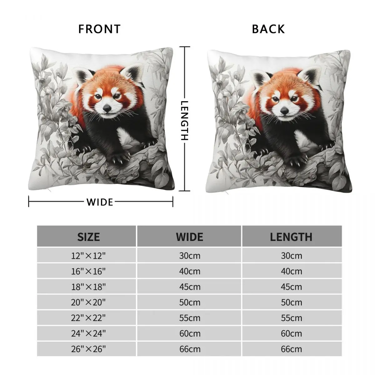 Black And White Red Panda Pencil Pillowcase Polyester Linen Velvet Creative Throw Pillow Case Sofa Seater Cushion Cover 45x45