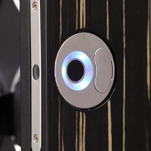 MINEESI Avvolgitore automatico per orologi Sblocco per impronte digitali in legno 2 slot Shaker Scatola di immagazzinaggio per orologi meccanici Cassaforte per touch screen LCD