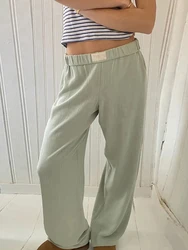 Comfortable Lounge Pants Solid Elastic Mid Waist Pants Women Y2k Vintage Loose Casual Style Pants Streetwear