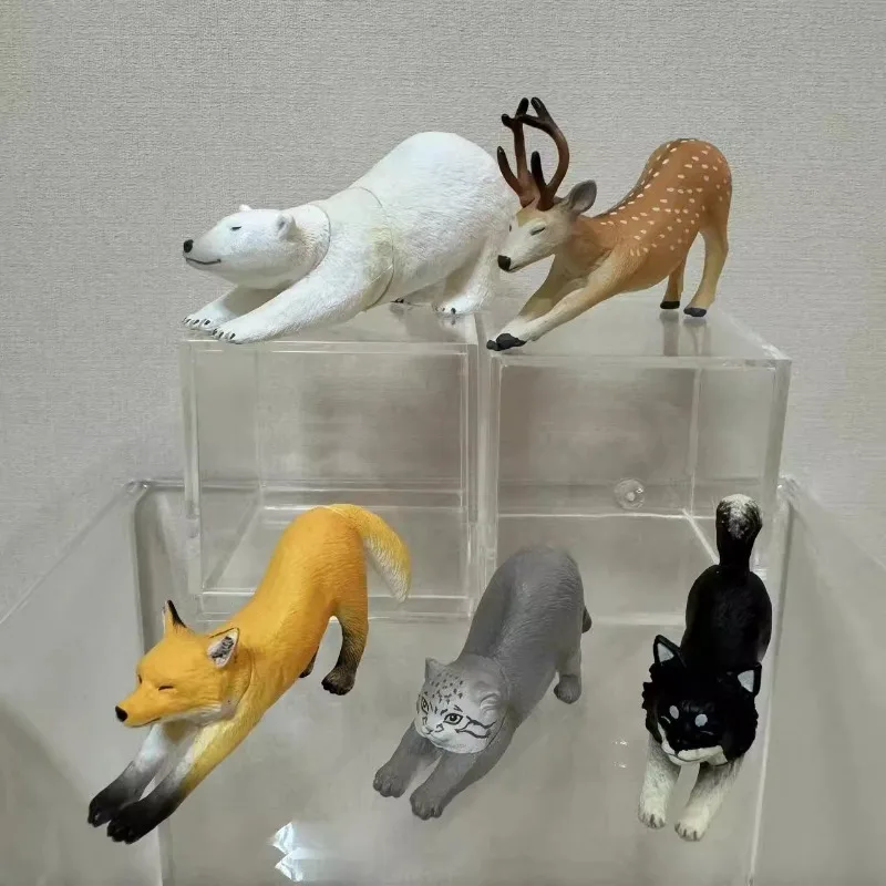 Animal criativo gashapon brinquedos elefante cabra menor panda lobo cão veado urso polar raposa adorável figura modelo ornamentos brinquedos