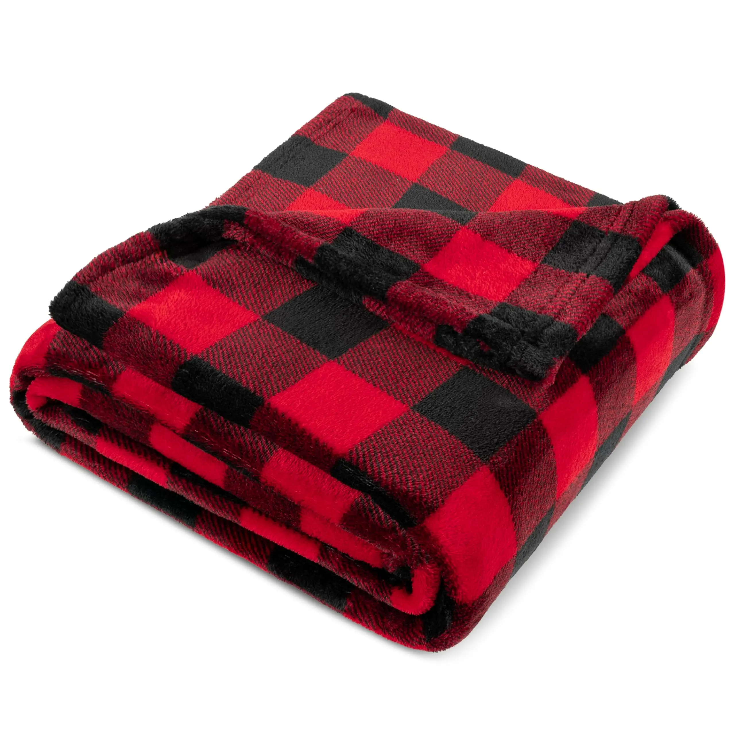 Buffalo check wool blanket suitable for sofa, soft check flannel blanket, check Christmas sofa cover for bed, warm and comfortab