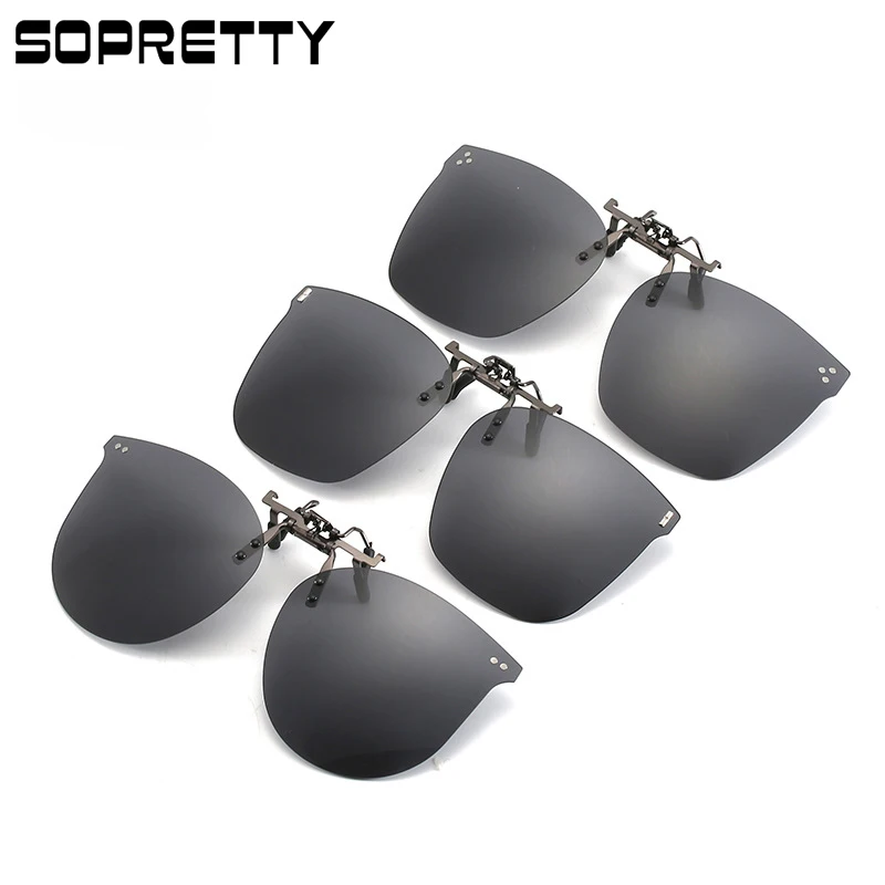 New Arrival Polarized Flip-up Sunglasses Clips for Myopia glasses, Retro Big Size Square Al-Mg glass Clip-on Sunglass Clip C3167