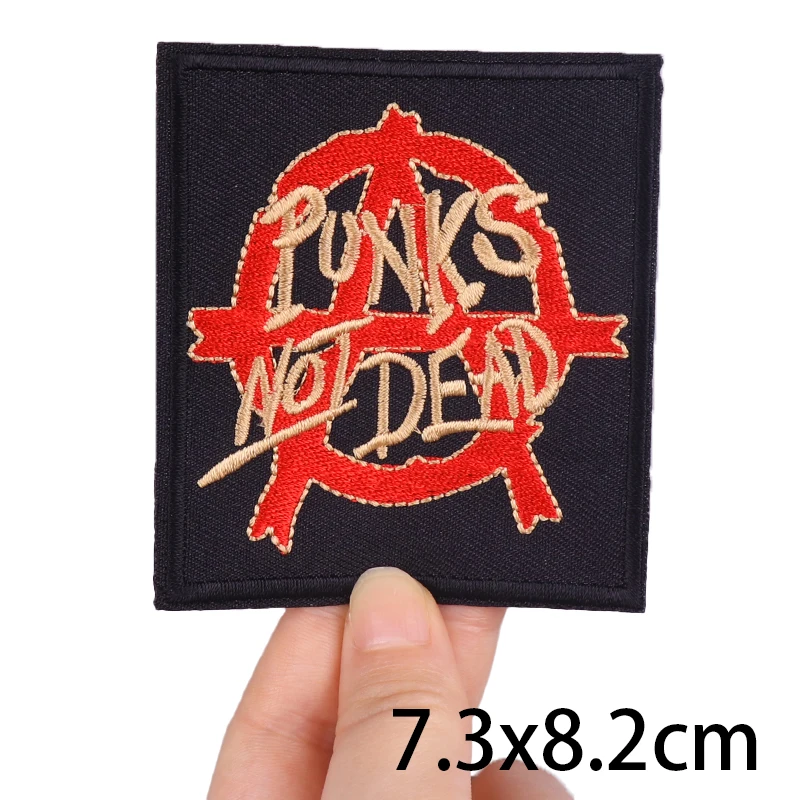 Hippie Letter Patches On Clothes Iron on Patches For Clothing Punk Rock Stripe Fusible Patch Punk Skull Clothing Stickers Badges