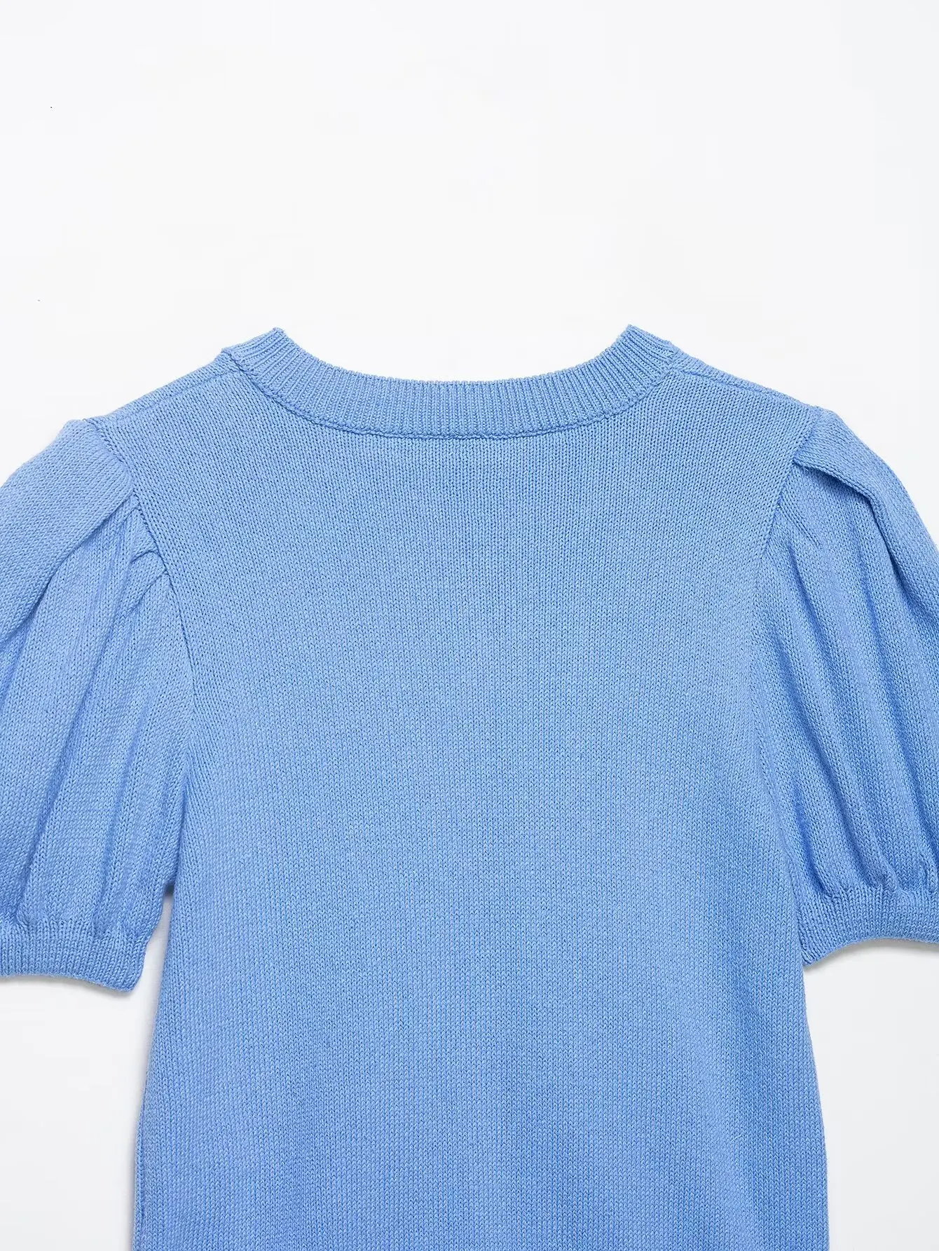 KONDALA Chic Vintage Women Blue Spring Casual Knit Sweater Chic Single Breasted Loose Fashion 2026 Spring Short Sleeve Cardigans image 5