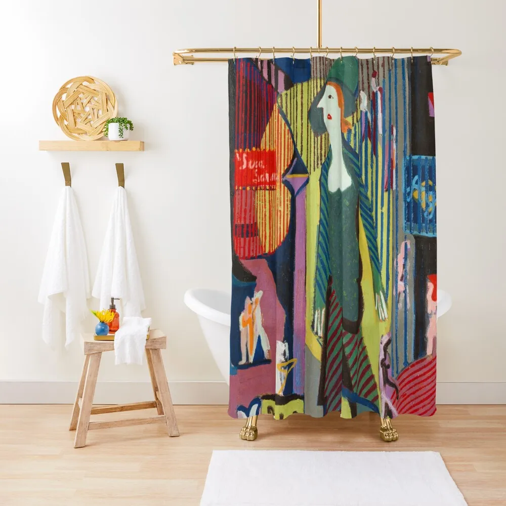 

Vintage Ernst Ludwig Kirchner Woman Walking over Night Street 1928 Shower Curtain Bathroom And Shower Curtain
