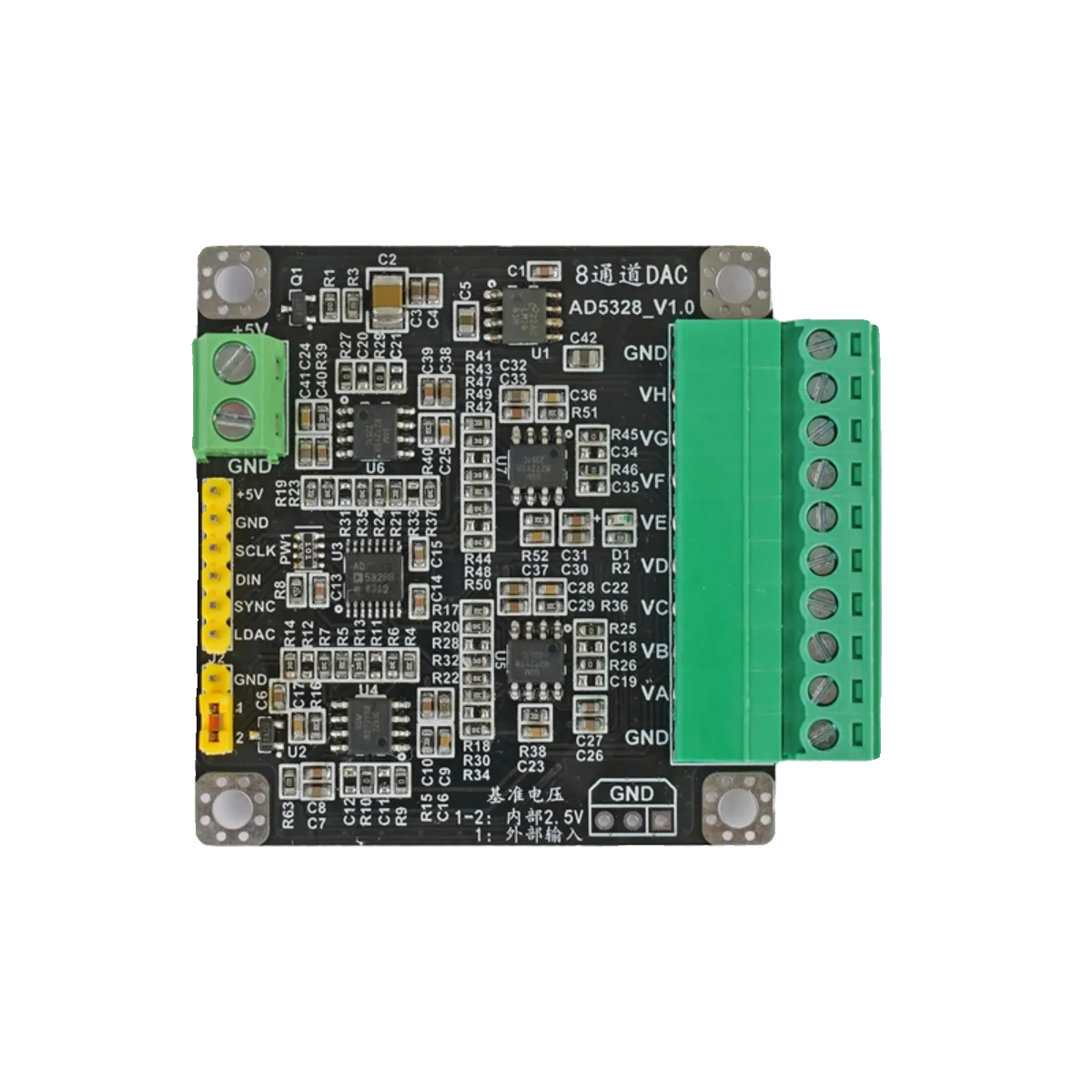 

AD5328 Module Eight Channel Multi-channel 12 Bit Analog-to-digital Converter DAC Module Adjustable+-5V Voltage Output