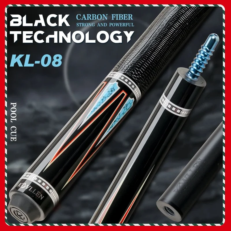 

KONLLEN Carbon Fiber Pool Cue Stick KL-08 Low Deflection shaft professional billiard cue stick with free cases