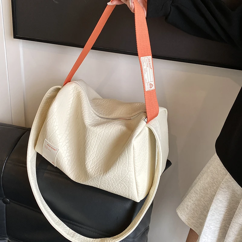 Korean Fashion Retro Women Pillow Handbags 2024 Females Vintage PU Leather Pillow Crossbody Bags Trend Silver Shoulder Bags