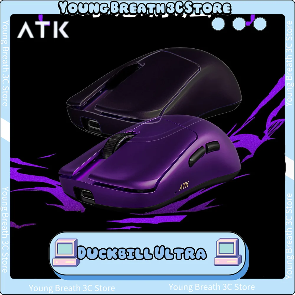 

ATK Duckbill Ultra Mouse Dual Mode Wireless Paw3950 30000dpi Lightweight Mouse Hub3.0 Nordic 54h20 Esports Games Mice Accessory