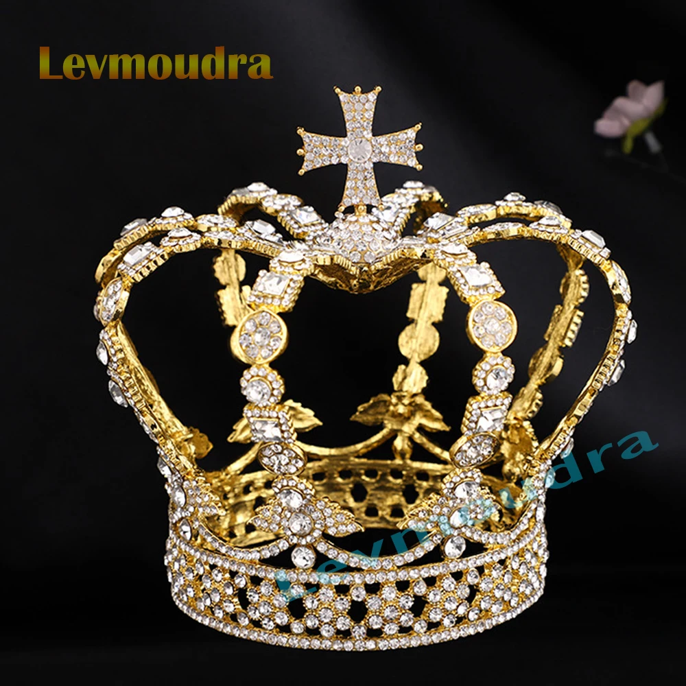 

Корона-тиара Levmoudra в стиле барокко для мужчин: свадебная, королевская, для дня рождения, аксессуар для волос