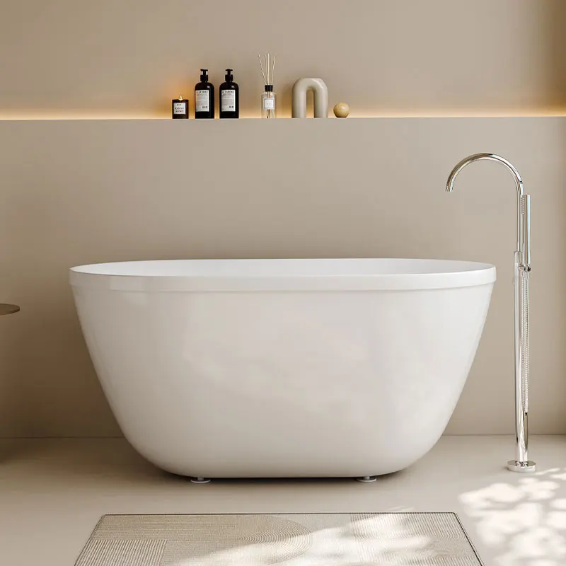 For Acrylic bathtub adult oval free installation deep bubble bath small apartment mobile bathtub