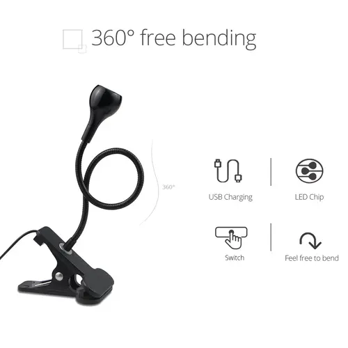 Flexible Table Lamp USB Power Lamp Reading Book Light With Holder Clip Study Reading Lamps Bedside Table Bedroom Decor Nightlamp - Image 3