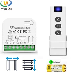 RF 433Mhz Wireless Roller Shutter Motor Blind Switch 70M Remote Control Range for Electric Windows Curtain Blinds, No Need Wifi