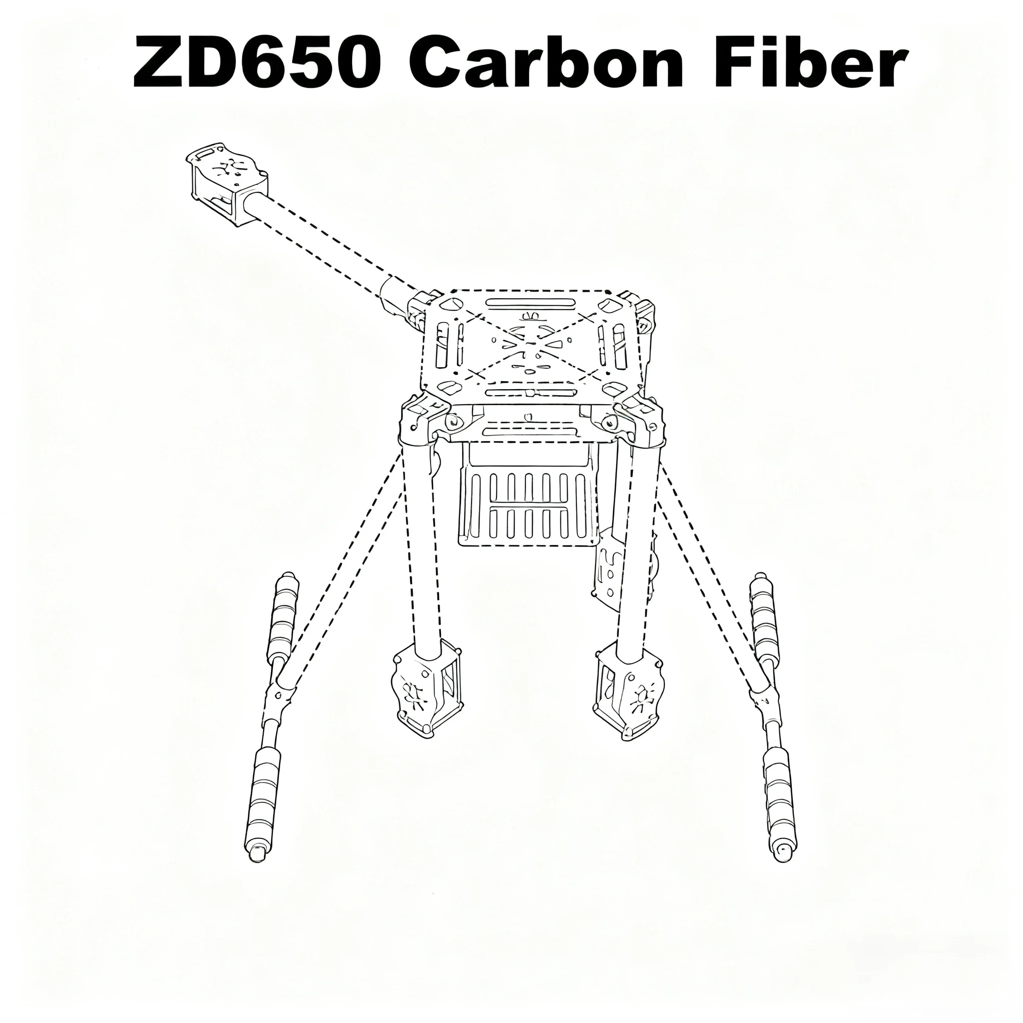 RCtoSky ZD650 650mm ألياف الكربون كوادكوبتر الإطار FPV رباعية مع ألياف الكربون الهبوط زلق المحرك ESC 40A