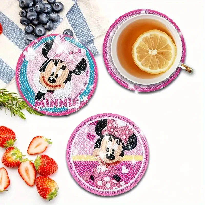 

Mickey Minnie Donald Duck DIY Diamond Painting Coasters with Holder Cartoon Character Souvenirs New Arrival
