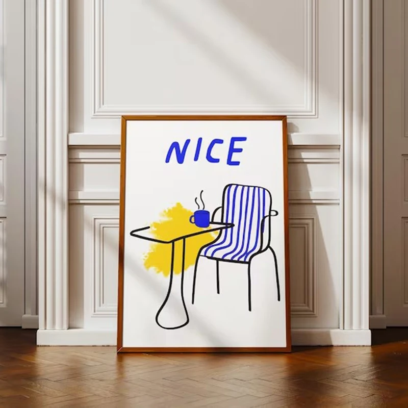 

Красивый летний постер без рамки на холсте в минималистичном дизайне - модное настенное искусство - милый декор для квартиры, эстетичный настенный постер