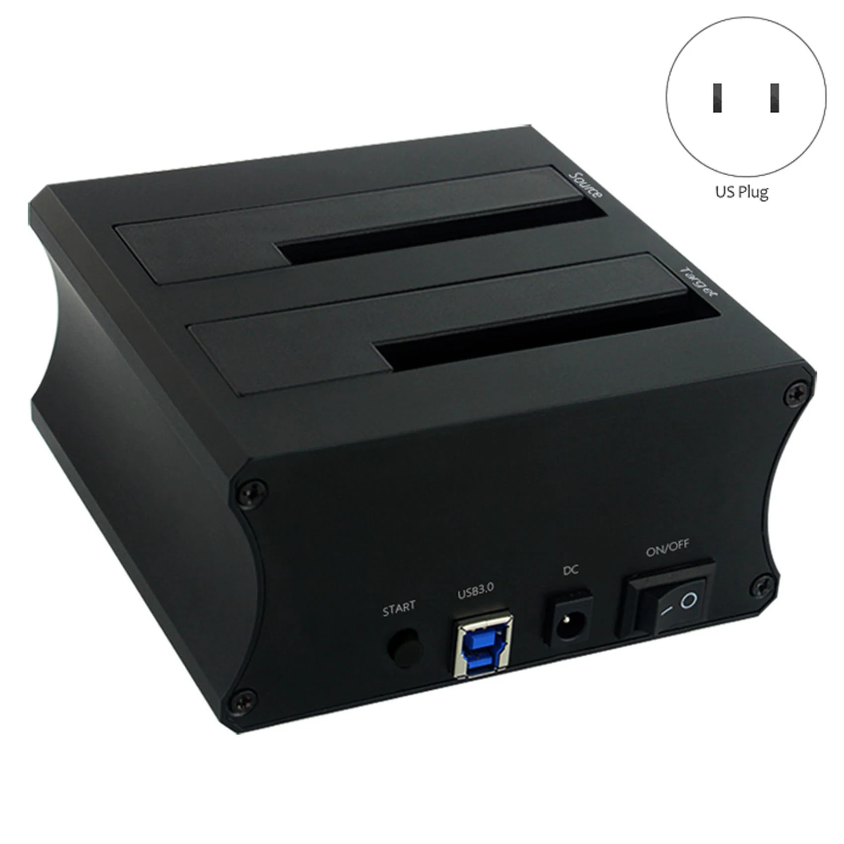 HDD Enclosure for 3.5inch HDD SSD USB3.0 Clone Copy Function HDD Docking Station Hard Disk Base Support 10T(US Plug)