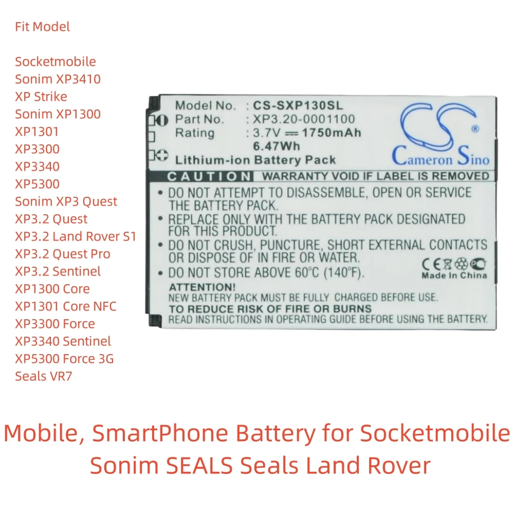 Li-ion Mobile, SmartPhone Battery for Socketmobile Sonim SEALS Seals Land Rover,3.7V,1750mAh,Sonim XP3410 Armor XP3400 VR3 VR7